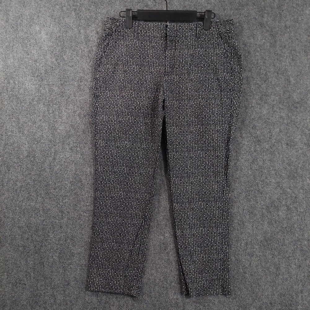 Gap Pants Womens 10 Black Geometric‎ Slim Crop Twill Stretch Ankle Work Career